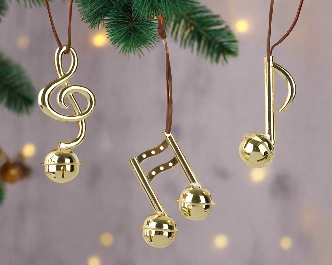 Christmas Tree Hanging Decoration - Gold Alloy Music Notes