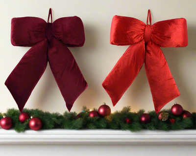 Christmas Bow - Red/Burgandy Plush Velvet