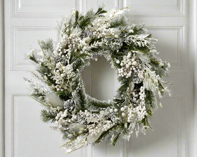 White Frosted Christmas Door Wreath