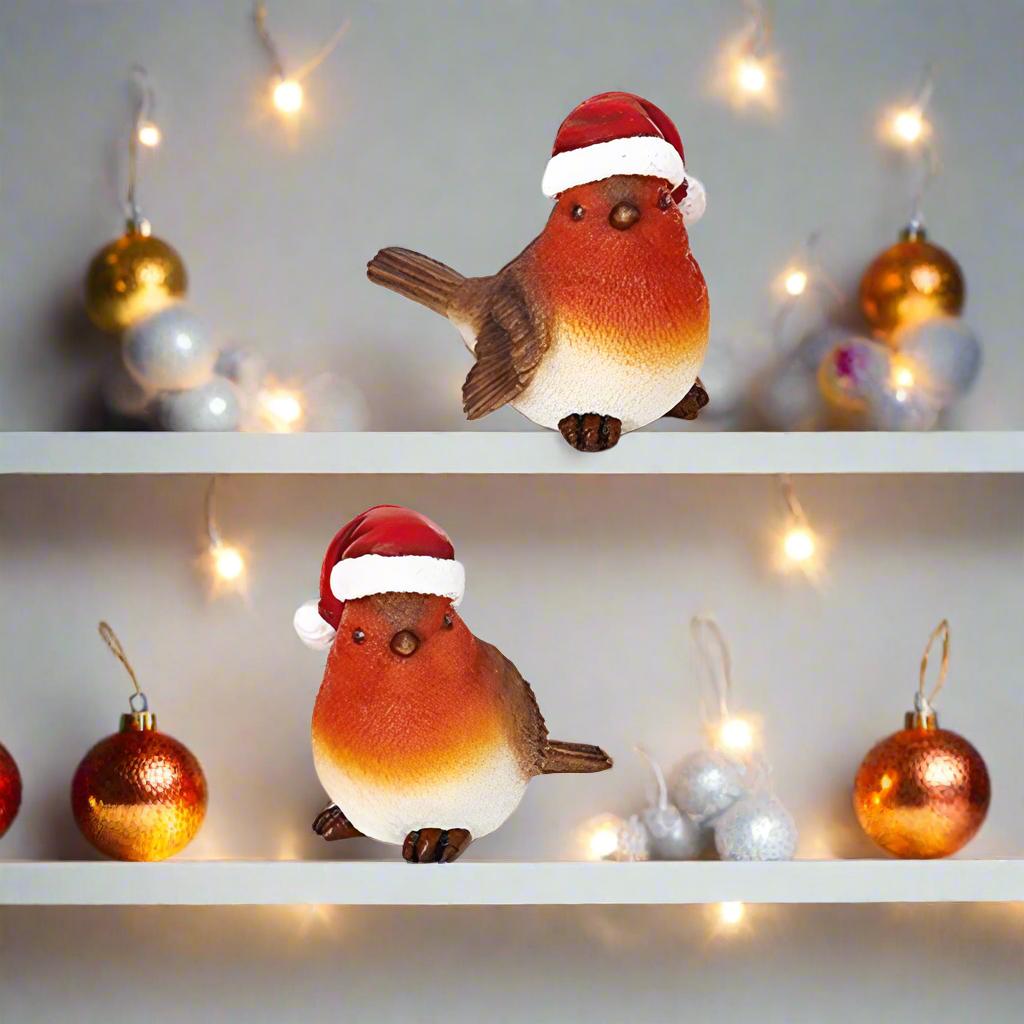 Christmas Ornament - Christmas Hat Red Robin Figurine