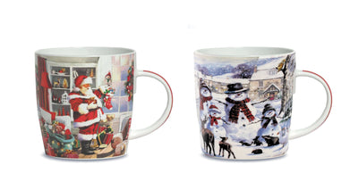 Newgrange Living Christmas 2024 Santa & Snowman Bone China Mug - Set of 2