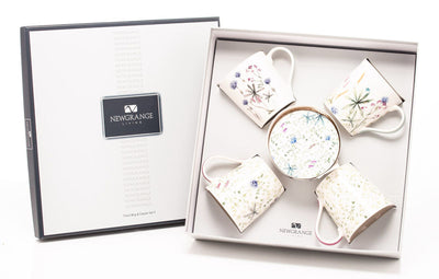 Newgrange Living Bone China Mug & Coaster, Floral - Set of 4