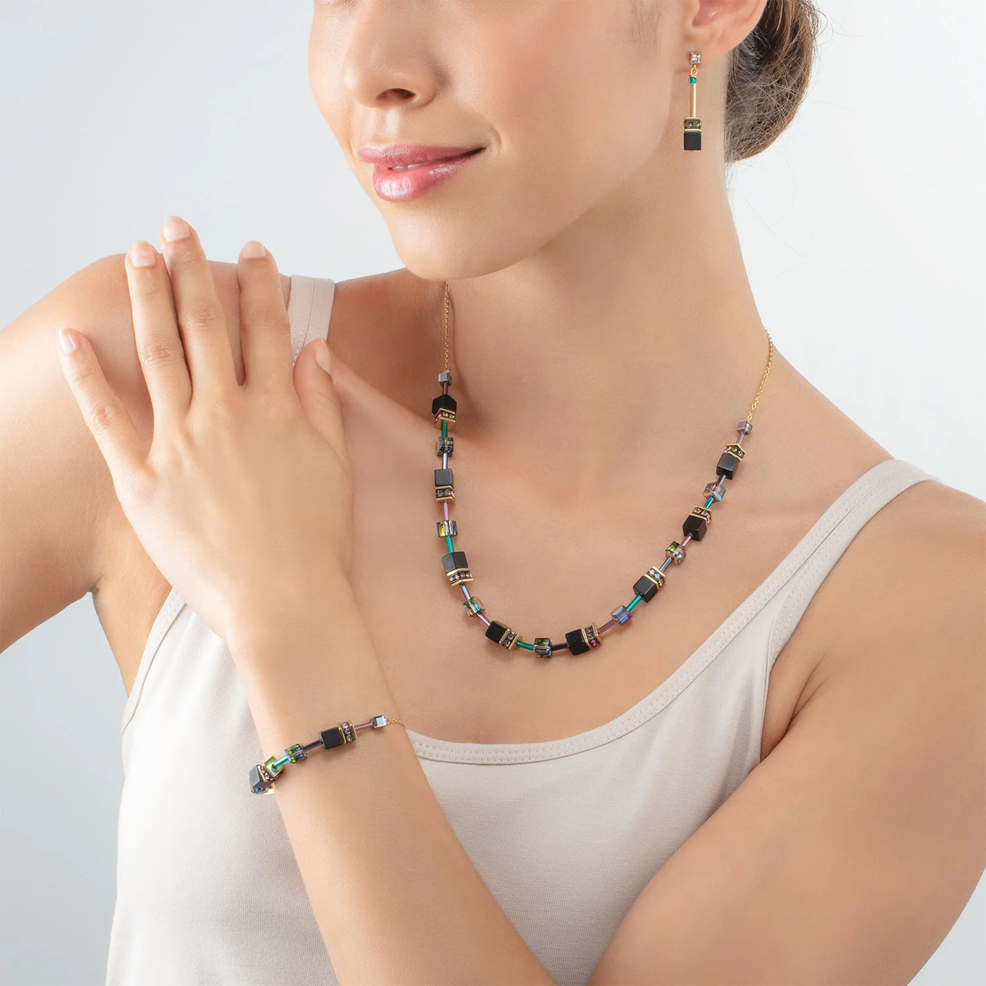 Coeur De Lion - GeoCUBE® Iconic Nature - Black Multicolour Necklace