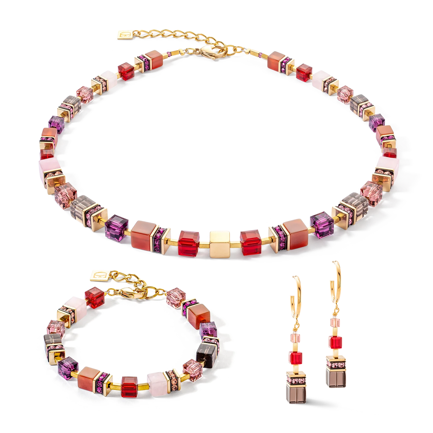 Coeur De Lion - GeoCUBE® - Precious Statement Gold-Red Bracelet