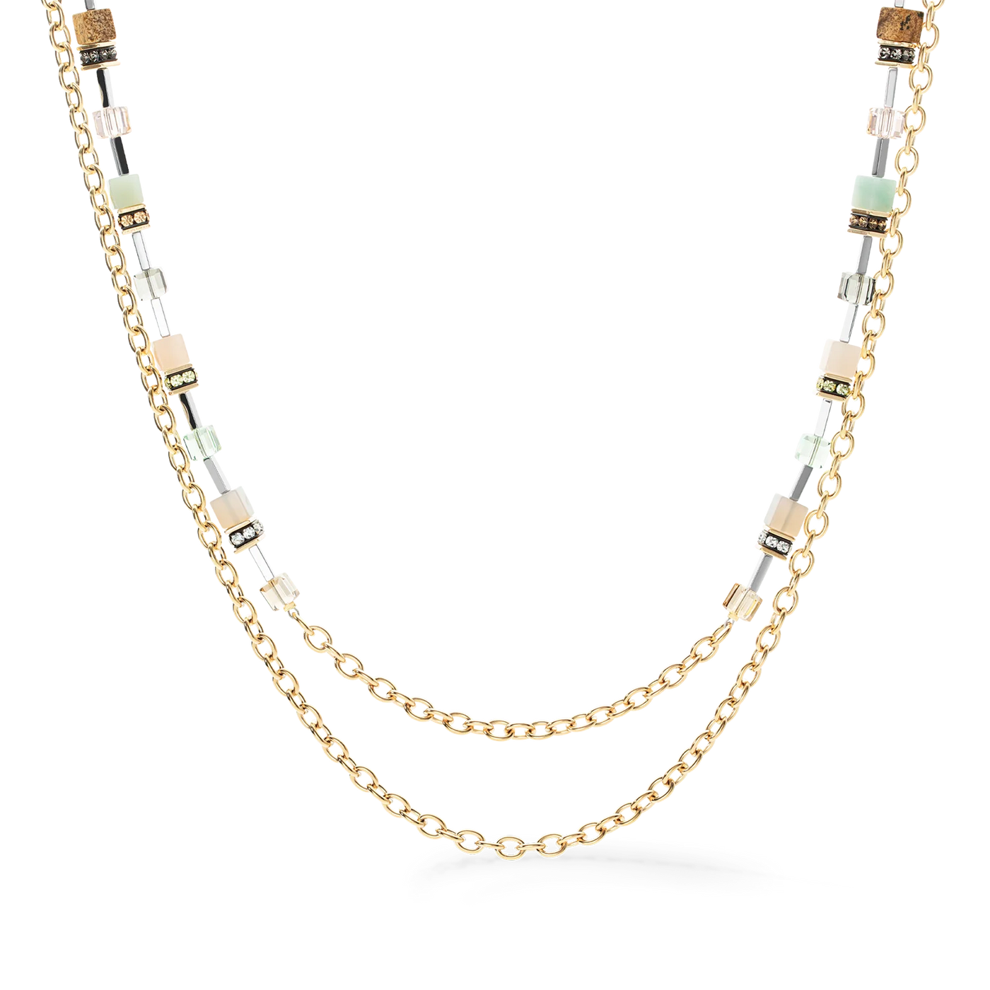 Coeur de Lion -GeoCUBE® Iconic Boho - Gold-Multicolour Necklace