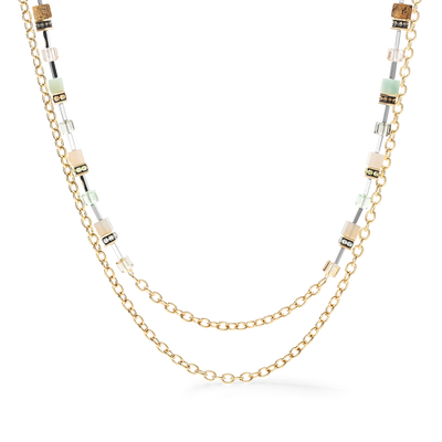 Coeur de Lion -GeoCUBE® Iconic Boho - Gold-Multicolour Necklace