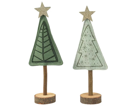 Felt Christmas Tree on Plywood Base - 2 assorted