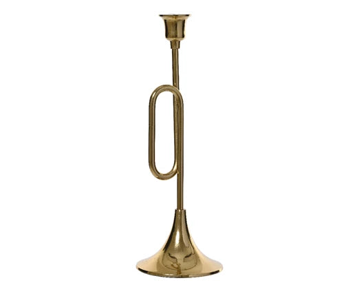 Christmas Candle Holder - Gold Trumpet