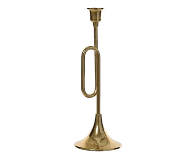 Christmas Candle Holder - Gold Trumpet