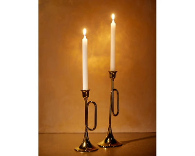 Christmas Candle Holder - Gold Trumpet