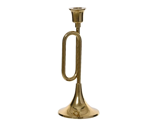 Christmas Candle Holder - Gold Trumpet