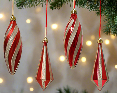Christmas Tree Hanging Decoration - Red & Gold Vintage Drops