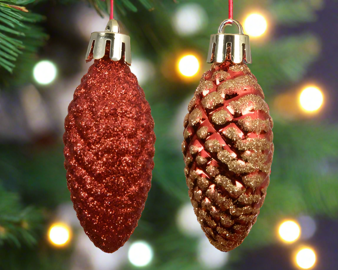 Christmas Tree Hanging Decoration - Pine Cones Set of 12