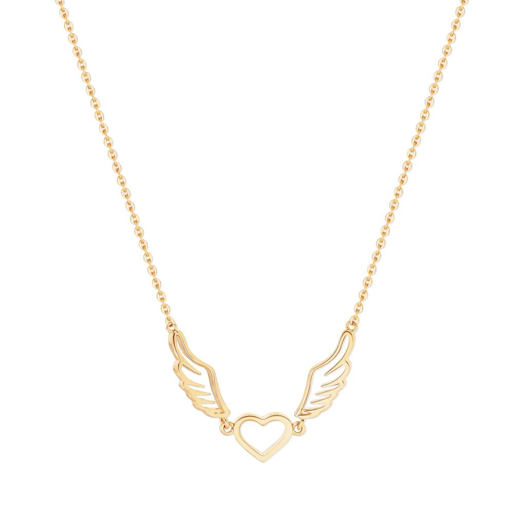 Tipperary Crystal Pendant - Angel Wings Collection - Heart & Wings Gold