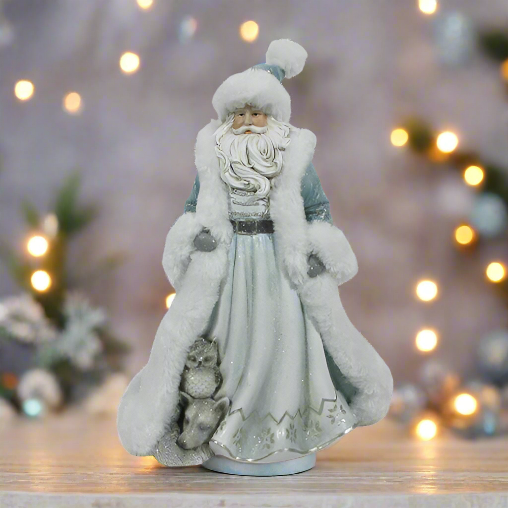 Christmas Figurine - Secret Christmas Frost Blue Santa Claus