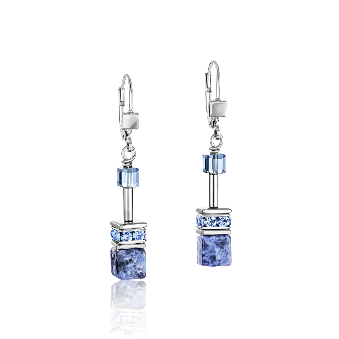 Coeur De Lion - GeoCUBE® - Sodalite & Haematite Blue Earrings