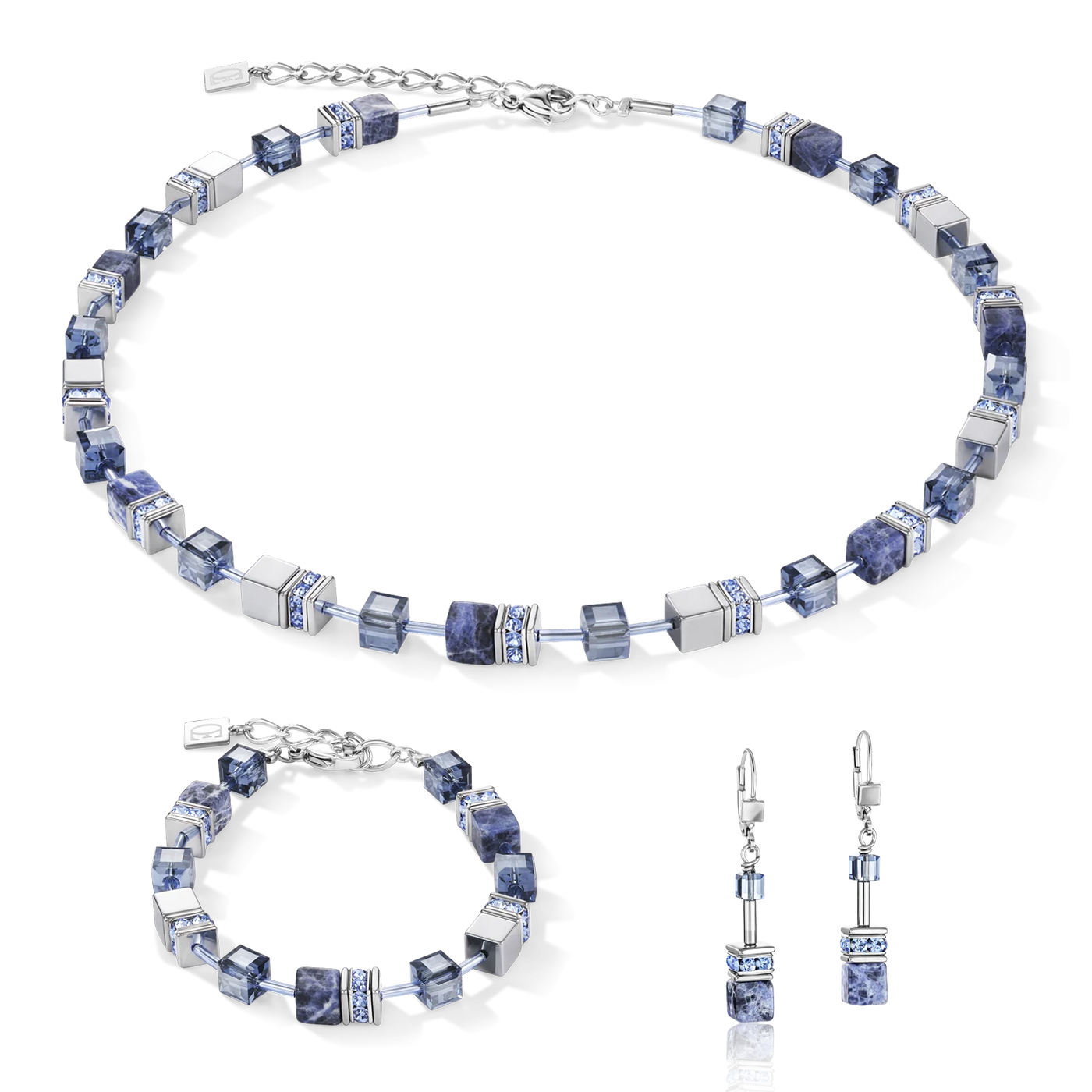 Coeur De Lion - GeoCUBE® - Sodalite & Haematite Blue Earrings