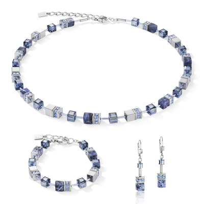 Coeur De Lion - GeoCUBE® - Sodalite & Haematite Blue Earrings