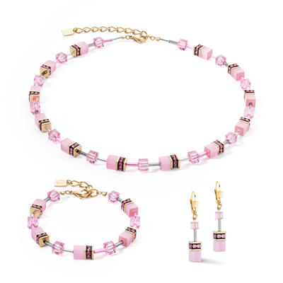 Coeur De Lion - GeoCUBE® Iconic - Mono Gold Pink Earrings