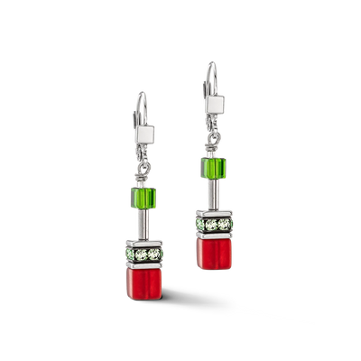 Coeur De Lion - GeoCUBE® Iconic - Red-Green Earrings