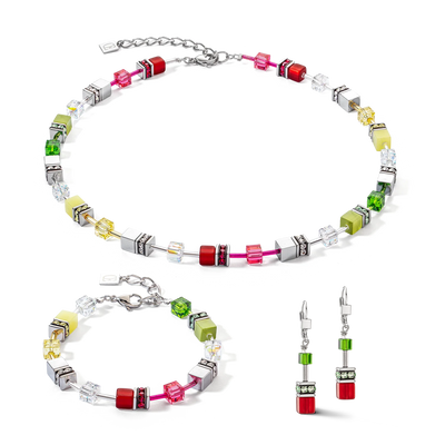 Coeur De Lion - GeoCUBE® Iconic - Red-Green Earrings