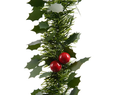 Christmas Garland - Tinsel Leaves and Berries