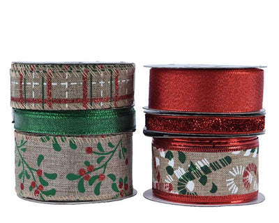 Christmas Ribbon  - 6 Assorted Designs*