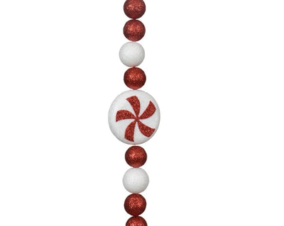 Christmas Garland - Red & White Gliiter Foam