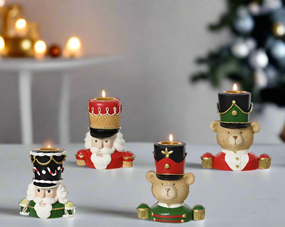 Christmas Candle Holder - Nutcracker/Bear