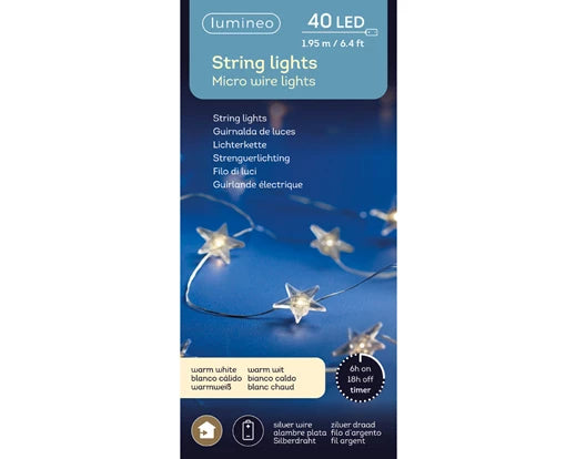 LED Star Stringlights - Warm White 40 LED