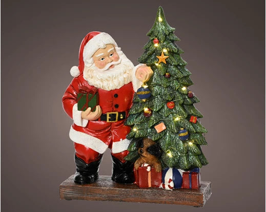 Santa & Christmas Tree LED Figurine