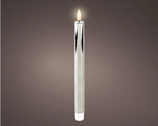 Silver LED Wick Dinner Candle  - Set of 2