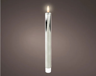 Silver LED Wick Dinner Candle  - Set of 2