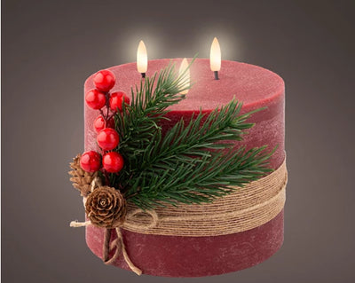 LED Battery Operated Candle Collection - Red/Green 3 Wick