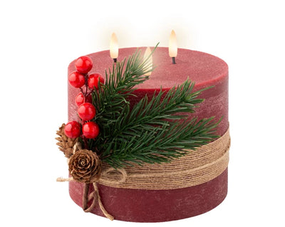 LED Battery Operated Candle Collection - Red/Green 3 Wick