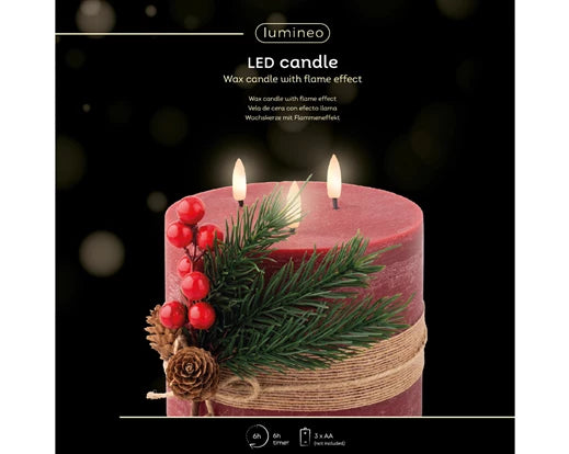 LED Battery Operated Candle Collection - Red/Green 3 Wick