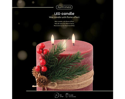 LED Battery Operated Candle Collection - Red/Green 3 Wick