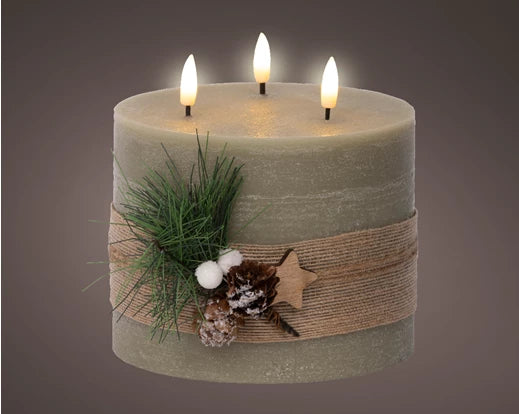 LED Battery Operated Candle Collection - Red/Green 3 Wick