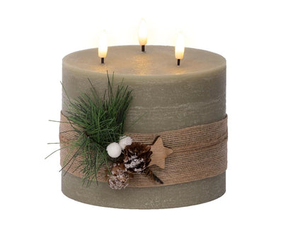 LED Battery Operated Candle Collection - Red/Green 3 Wick