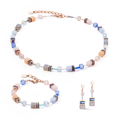 Coeur De Lion - GeoCUBE® Iconic - Precious Light Blue-Beige Necklace