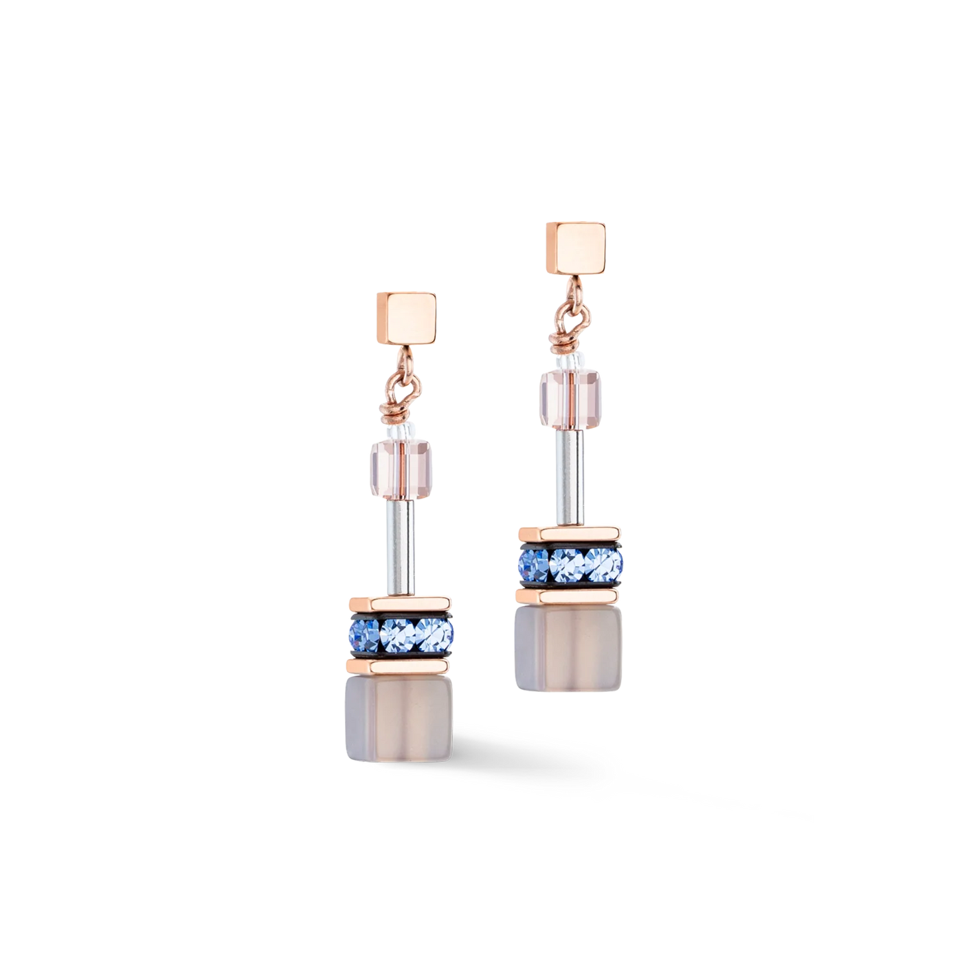 Coeur De Lion - GeoCUBE® Iconic - Precious Light Blue-Beige Earrings