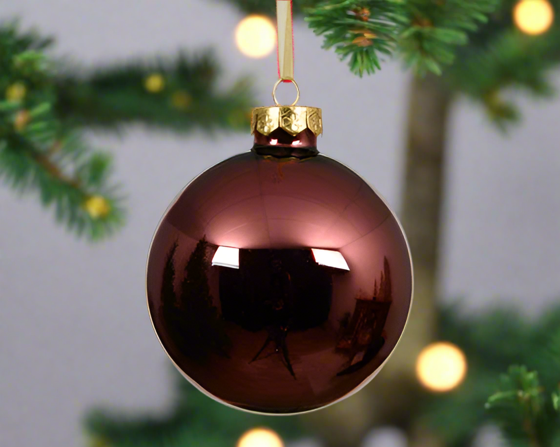 Glass Christmas Tree Hanging Decoration - Shiny Bauble Collection **Click & Collect Only**