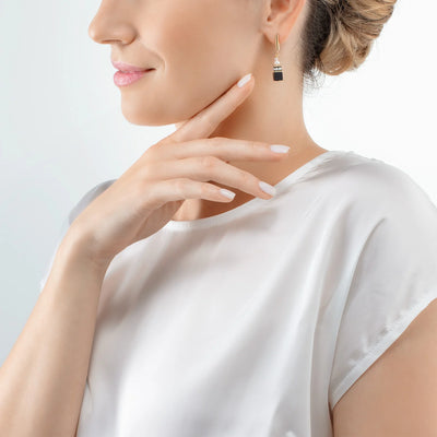 Coeur de Lion - GeoCUBE® Precious Fusion Pearls - Black-Gold Earrings