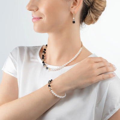 Coeur de Lion - GeoCUBE® Precious Fusion Pearls - Black-Gold Bracelet