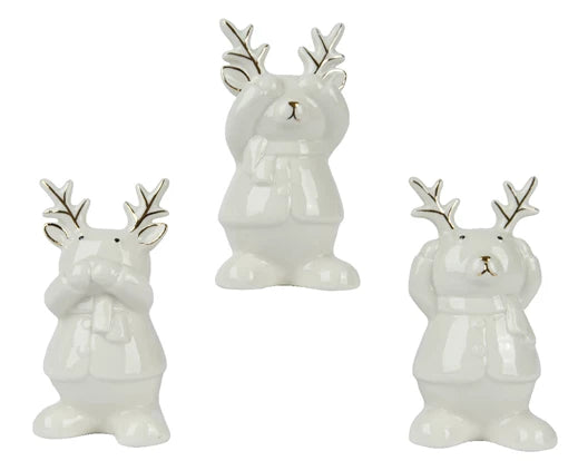 Cream & Gold Porcelain Reindeer - 3 assorted