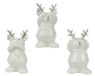 Cream & Gold Porcelain Reindeer - 3 assorted