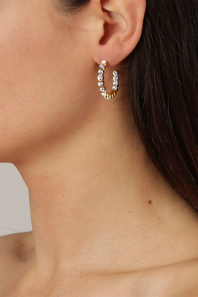 Dyrberg Kern Earrings - HOLLY Crystal Hoop Silver/Gold