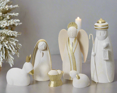 Nativity Set - Cream & Gold