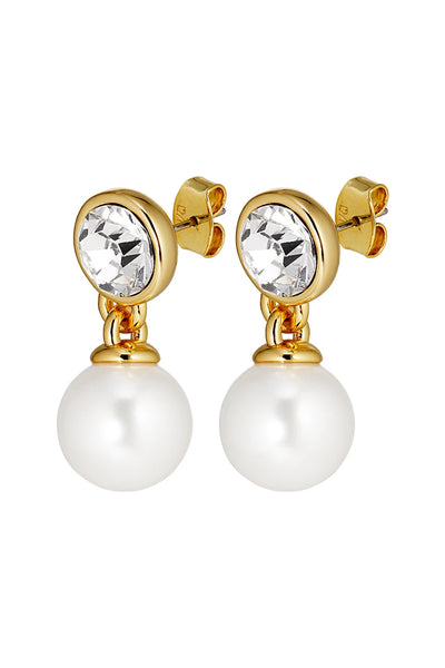 Dyrberg Kern Earrings - Nette Gold/Silver - White Pearl