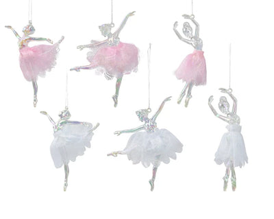 Iridescent White/ Pink Ballerina Figurines Decoration